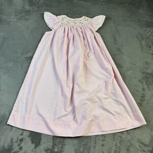 Vintage Orient Express Dress Girls Small Smocked Floral Embroidered Sleeveless
